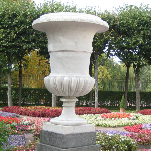 Classical white marble large garden planter with base costs