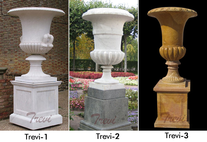 Classical white marble large garden planter with base designs
