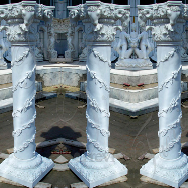 Greek decorative white marble carved columns and pillars for sale