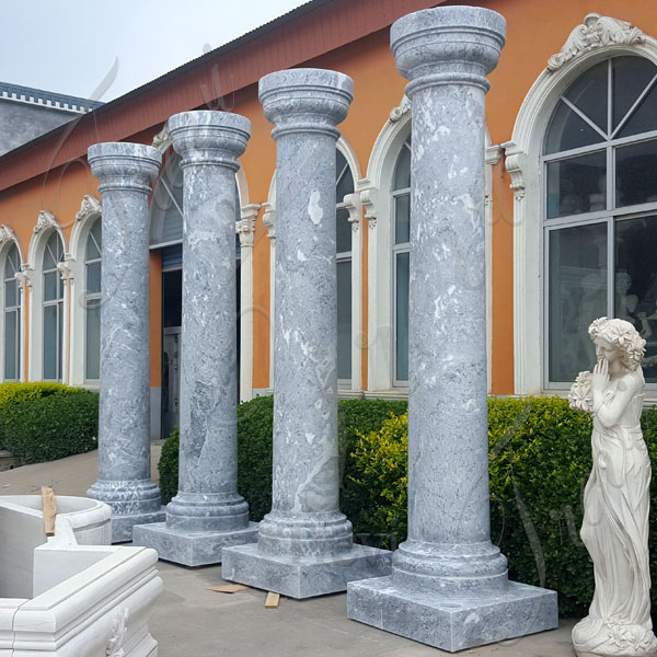 Stone round solid white marble architectural columns for sale