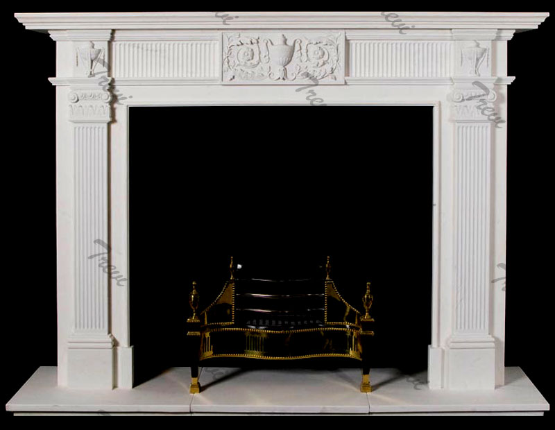 cheap simple white stone fireplace mantel frame for sale