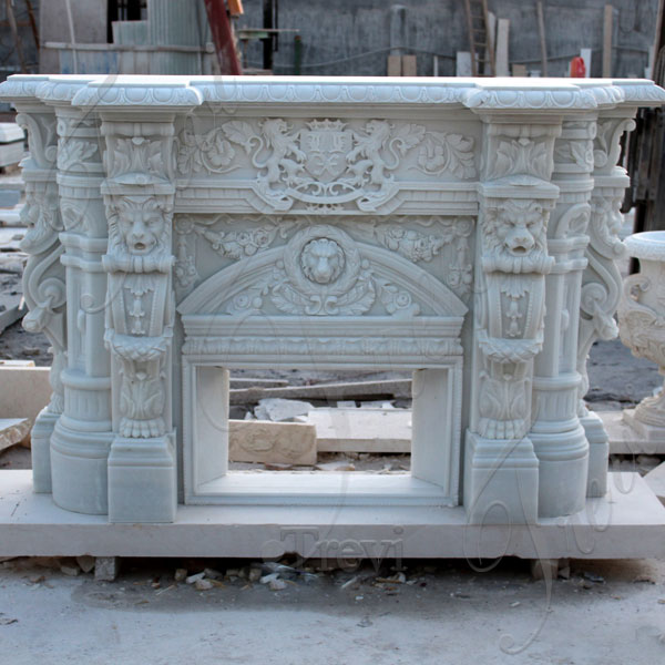 White Mediterranean fireplace mantels and surround decor TMFP-3