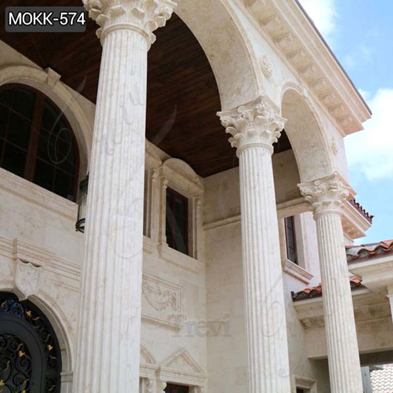 Corinthian Order Beige Marble Columns for Home Decoration Suppliers