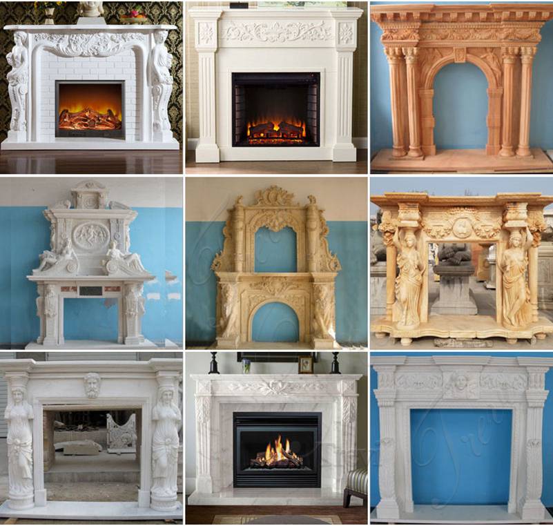 Classic White Marble French Fireplace Mantels