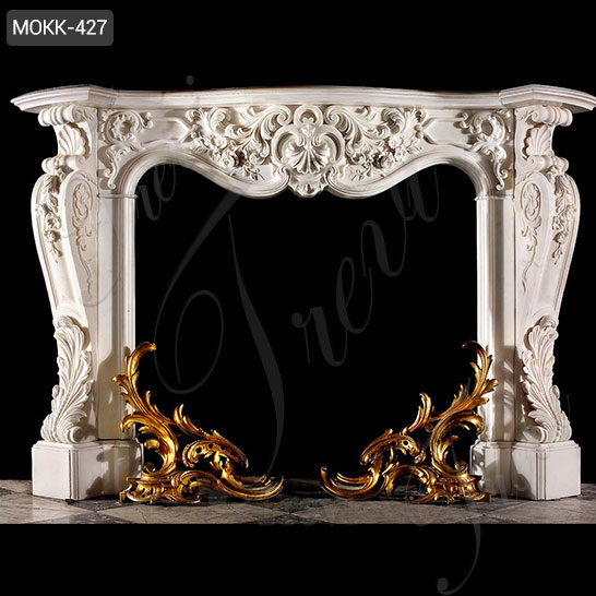 Hand Carved Classic White Marble French Fireplace Mantels for Sale MOKK-427