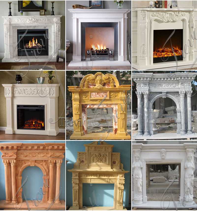 marble tile fireplace facing