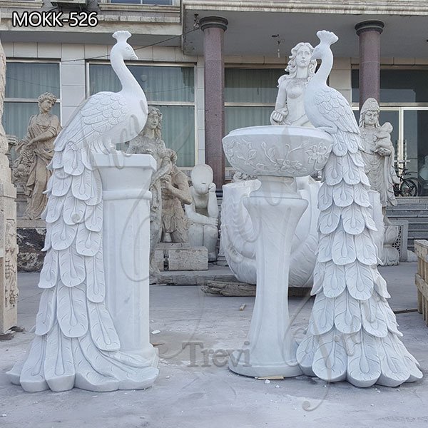 Garden Decor Modern White Marble Peacock Planters for Sale MOKK-413