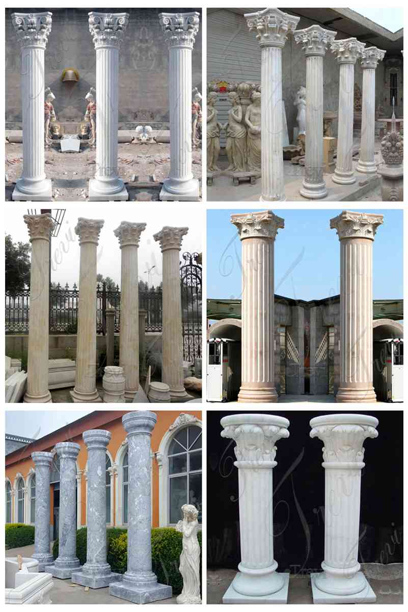 Large Round Marble Columns Designs for Residential Buildings