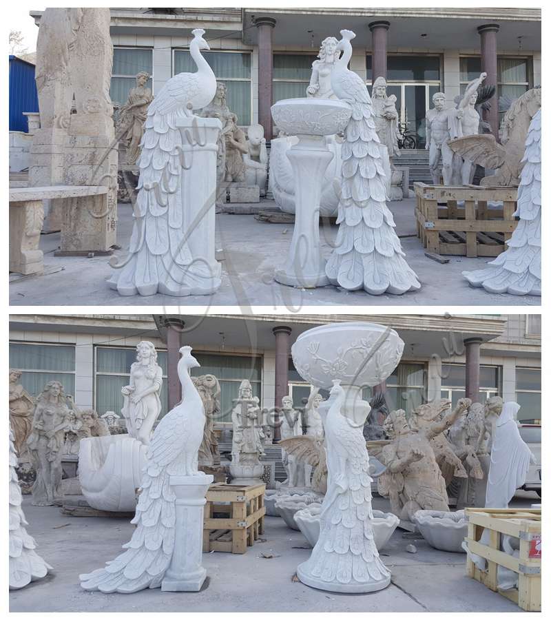 White Marble Peacock Planters for Sale