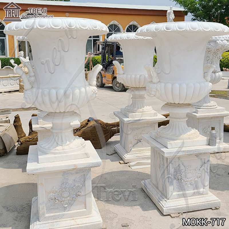 Large Garden Decor White Marble Flower Pots