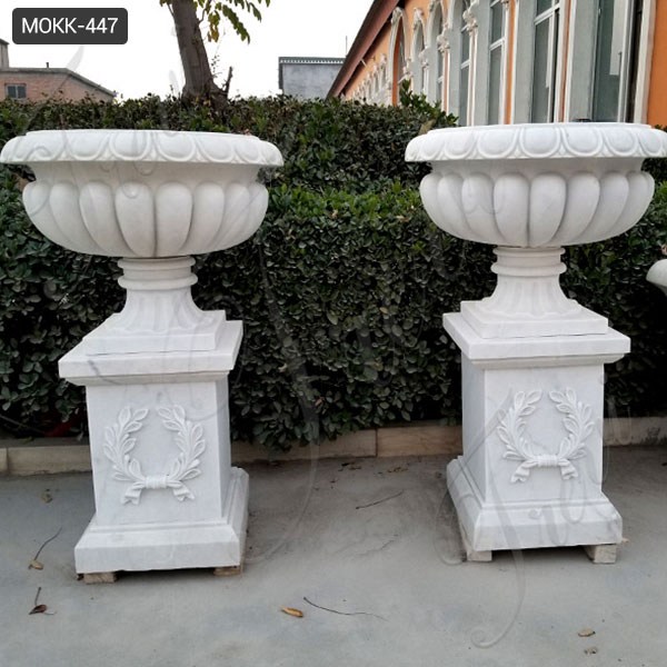 Outdoor Garden White Marble Flower Pot for Sale