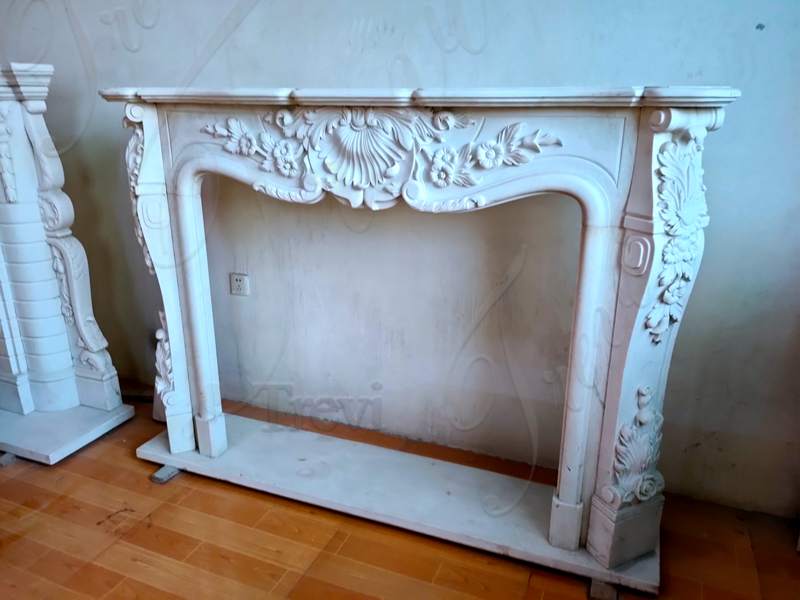 white marble fireplace